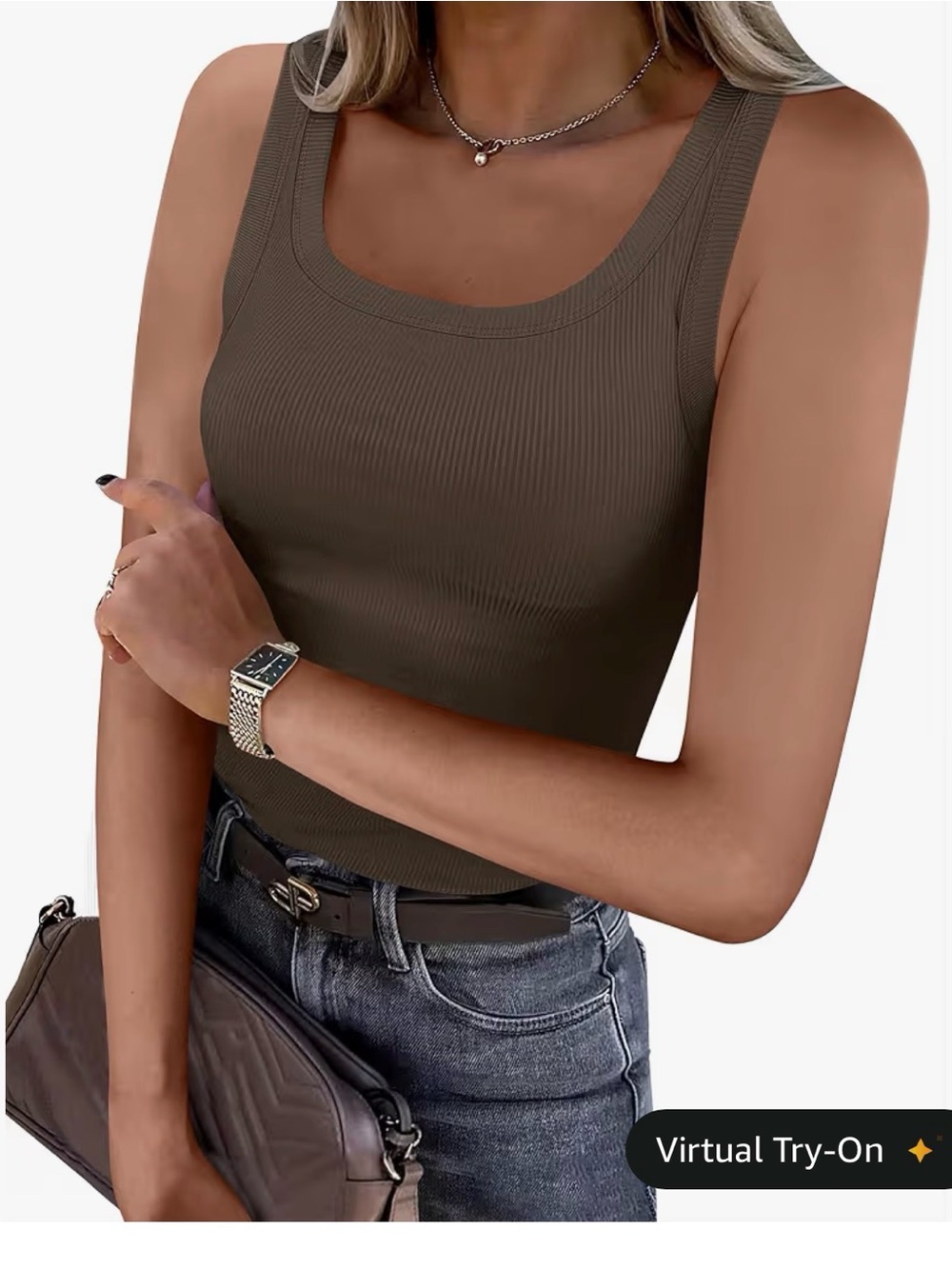a.new.day Ribbed Tank Top in Dusty Lavender